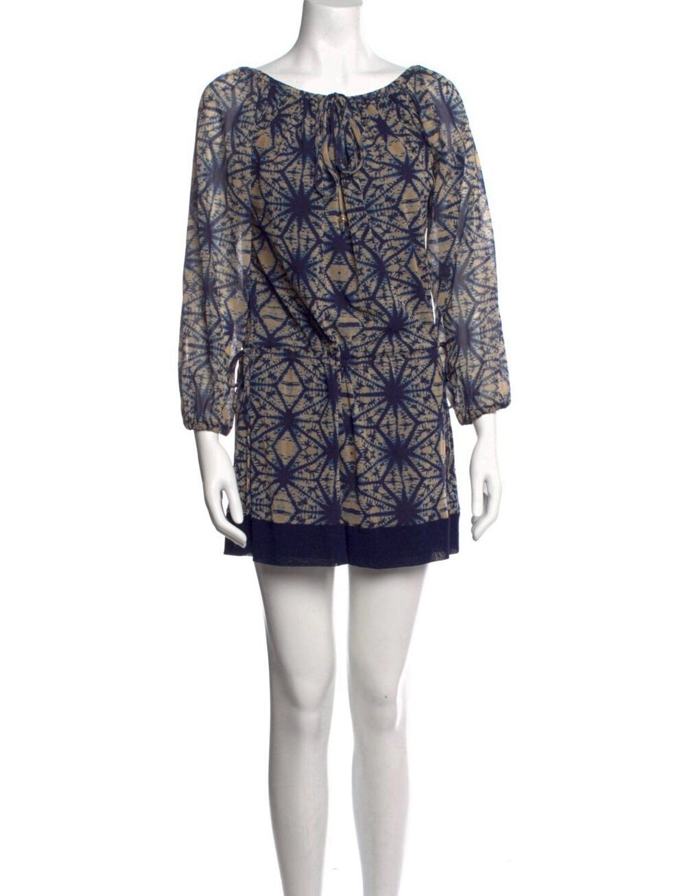Jean Paul Gaultier Rare Y2K Vintage Sheer Mesh Abstract Drawstring Waist Dress S